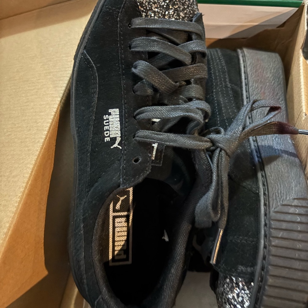 Puma Black Glitter Wedges